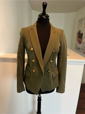 Banana Republic Olive Green Double-Breasted Blazer